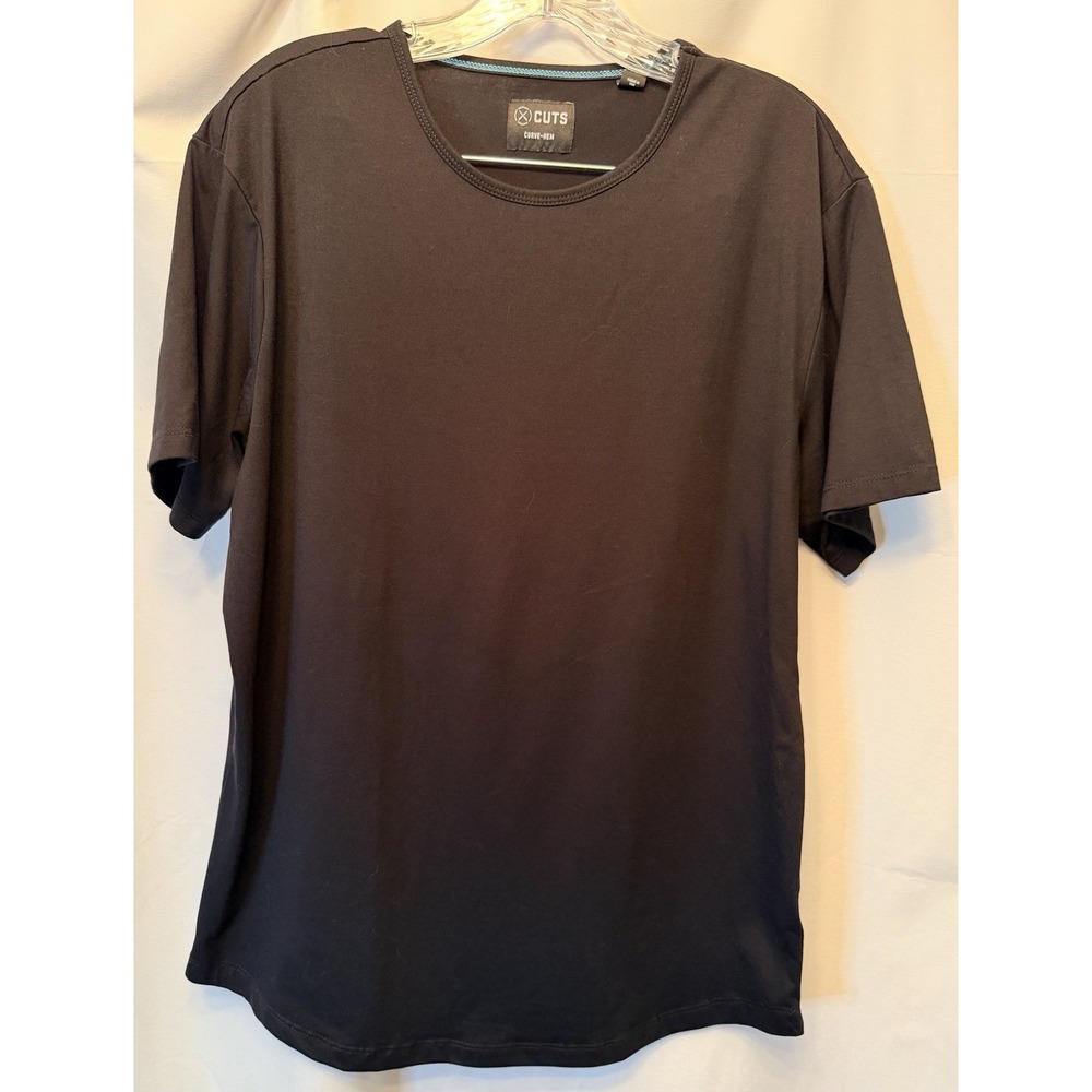 Cuts Clothing Curve Hem Tee Men's XL Black Short Sleeve T-Shirt Crew Neck Logo
